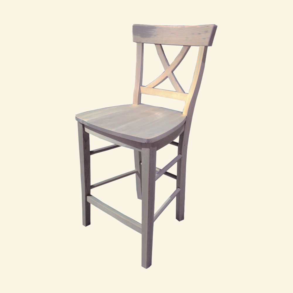 French Country X Back Counter stool, gray