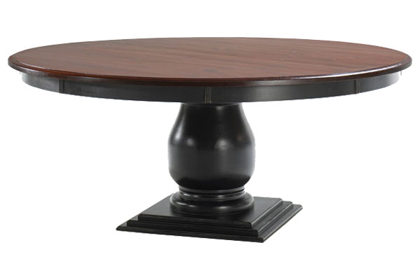French Country 72 inch Round Table, Black with Black Cherry top