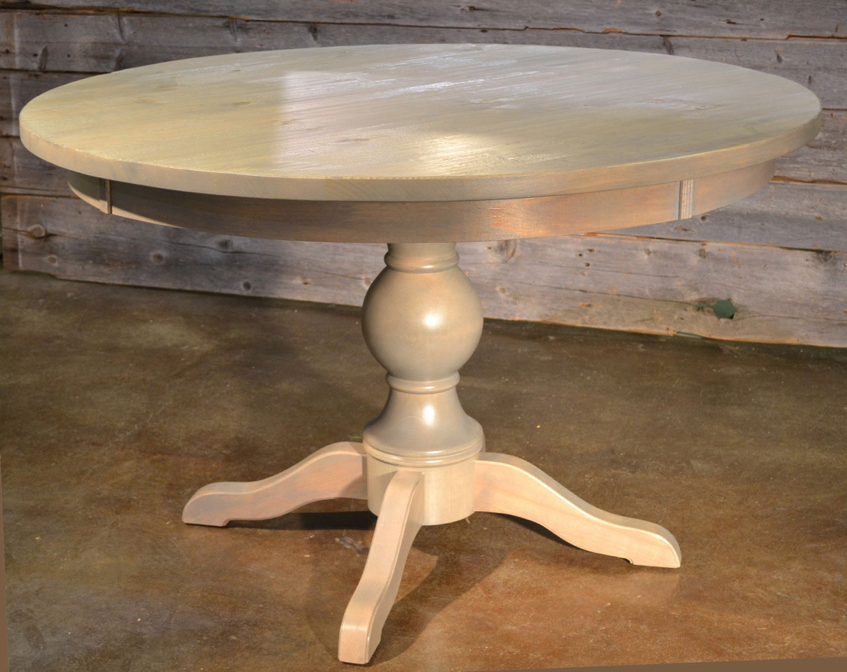 French Country 48 inch Round Turned Base Pedestal Table Room