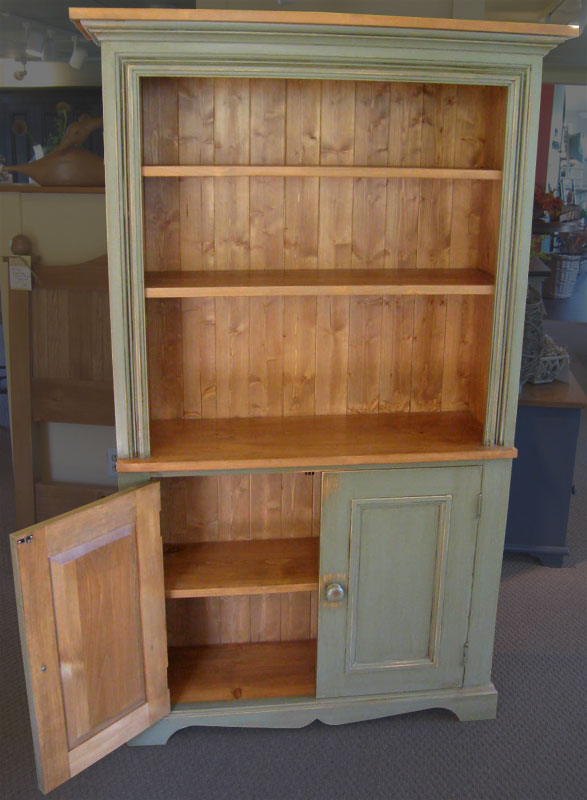 Hutch Bookcase, open doors, painted