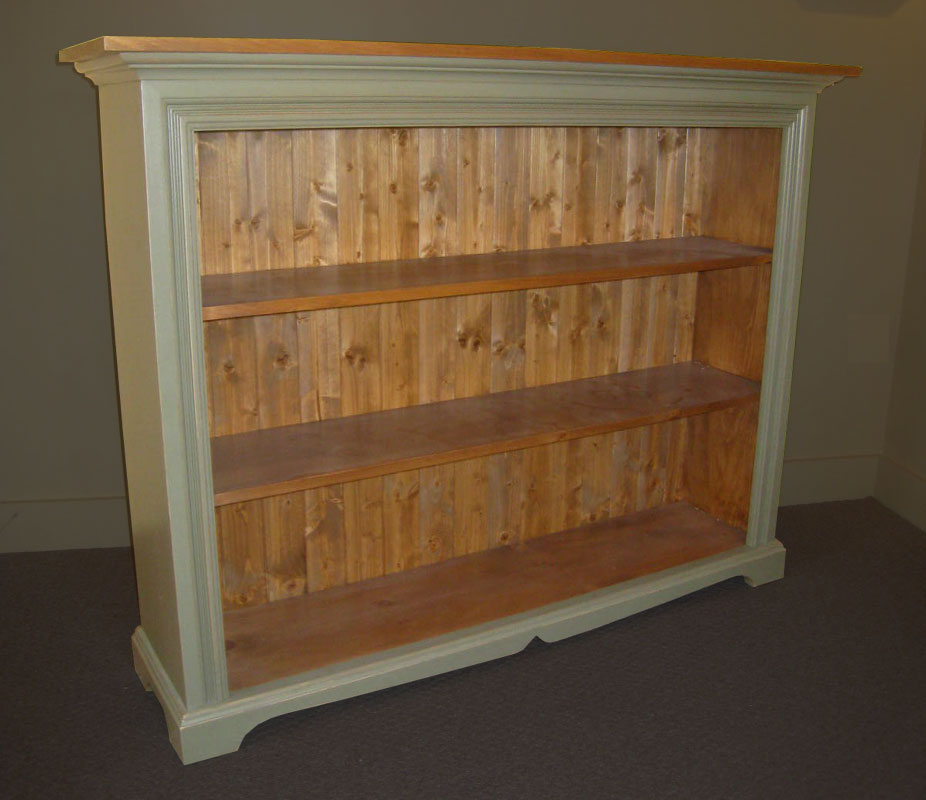 French Country Low Bookcase with Fixed Shelves Painted and ...