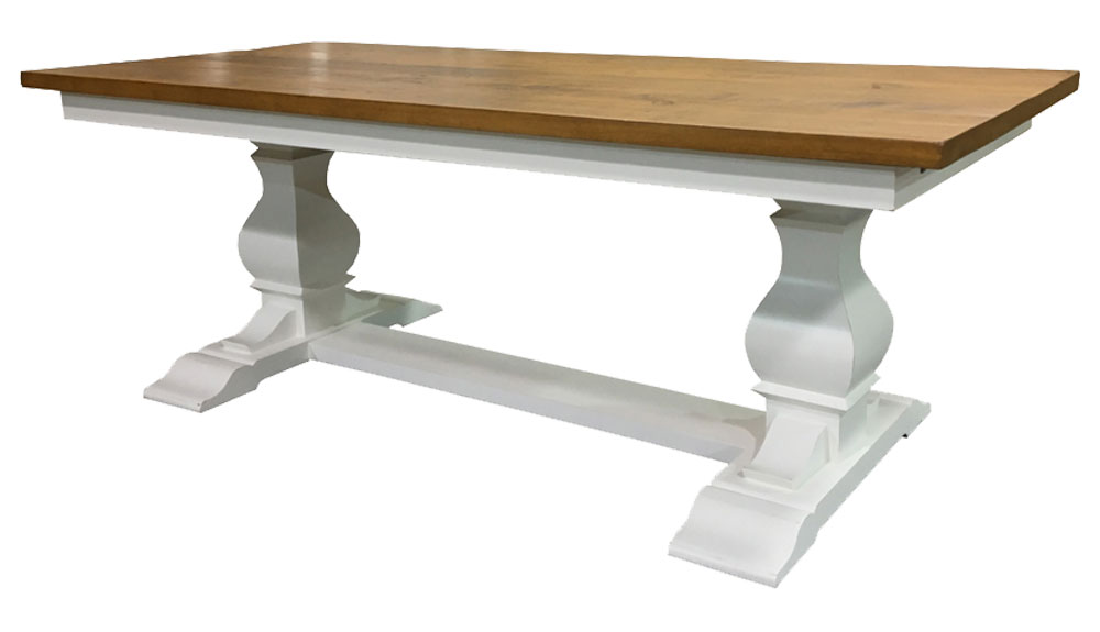 Provincial Trestle Table, painted white and stained natural on top