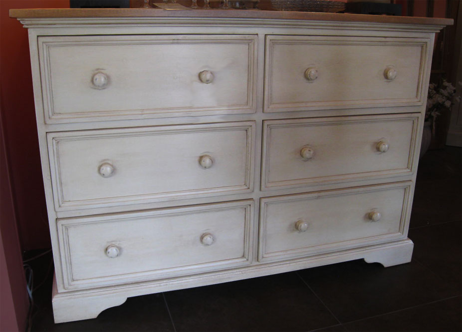 Six Drawer Dresser painted white