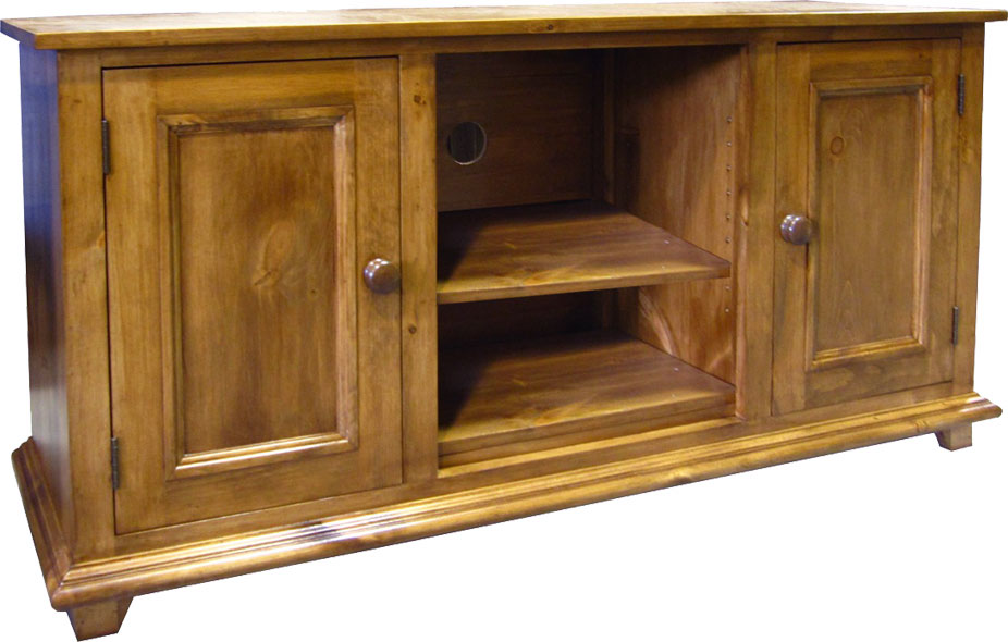 French Country Flat Screen TV Stand with Doors, stained