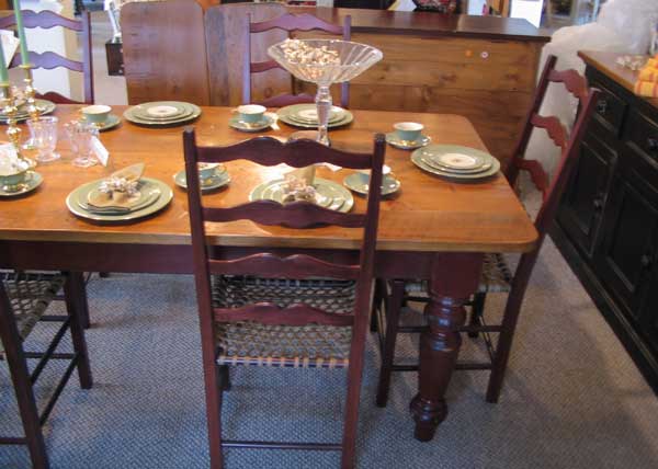 French Country Farm Table, Barn Red milk paint