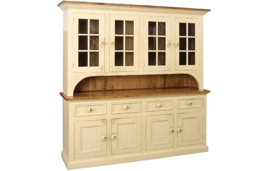 French Country 4 Gl Door Stepback Cupboard 4 Gl Door Cupboard Finished In Ermilk