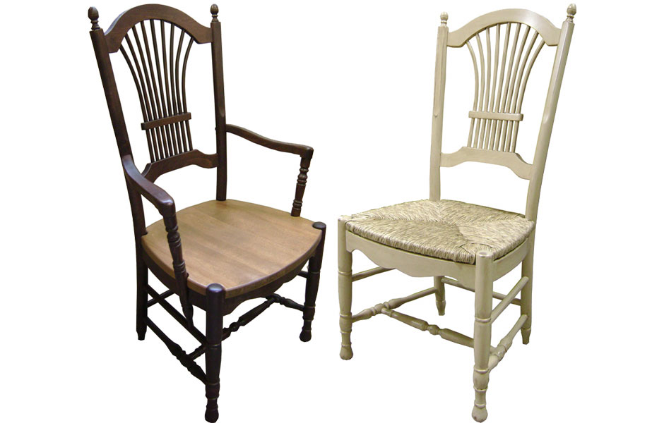 French Country Wheat Back Chair Dining Room Wheat Back Arm Chair And Side