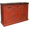 French Country 3 Door Tall Sideboard, Red