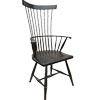French Country Fan Back Arm Chair in Black milk paint