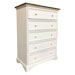 French Country Five Drawer Tall Dresser painted White