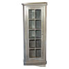 French Country Glass Door Corner Cupboard painted gray