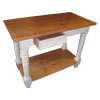 Kitchen Island Work Table painted Champlain White, Open Drawer View