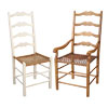 French Country Ladderback Chairs, Side and Arm styles