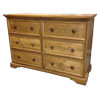 French Country Six Drawer Dresser stained Natural