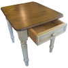 French Country Turned Leg End Table shown with open drawer