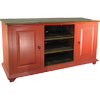 French Country TV Stand with Doors painted Fort York Red