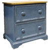 French Country Two Drawer End Table painted Ocean Blue