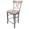 French Country X Back counter stool painted gray