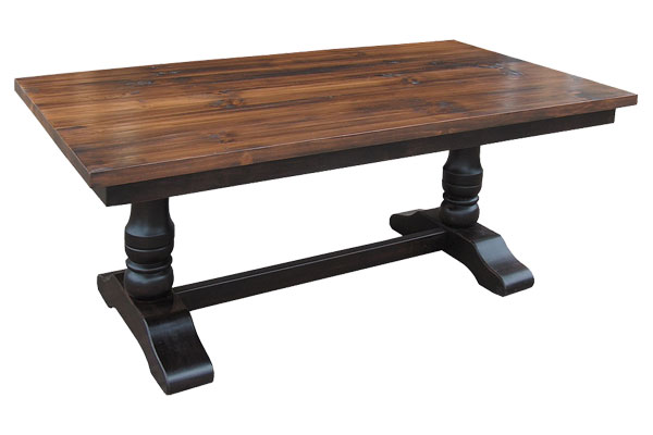 French Country Trestle Table, Black with Sequoia top