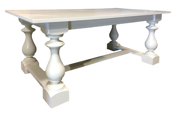 French Country Provincial Trestle Table, painted white
